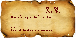 Kelényi Nándor névjegykártya